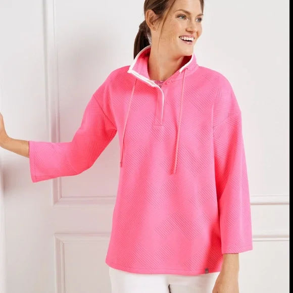 Talbots Vibrant Pink Quilted Top XL NWT - Picture 1 of 7
